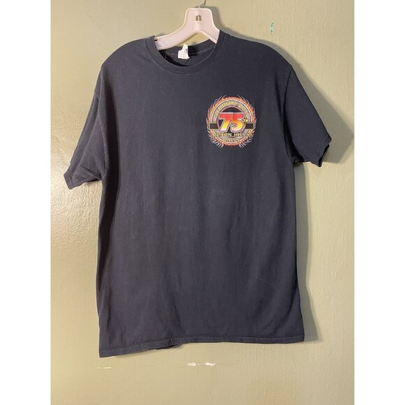 Vtg Delta 2015 Sturgis Black Hills 75th Yr Motorcycle Rally F & B Graphics Sz M - Picture 1 of 8